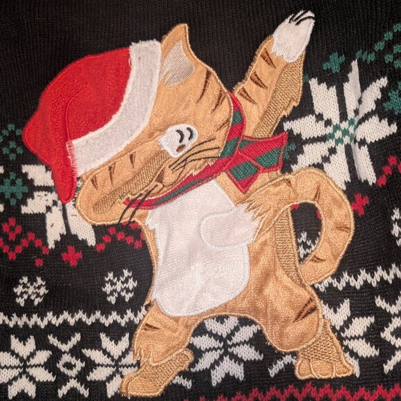 Womens Cat - Meowy Ugly Christmas Sweater Size XL - Picture 2 of 5